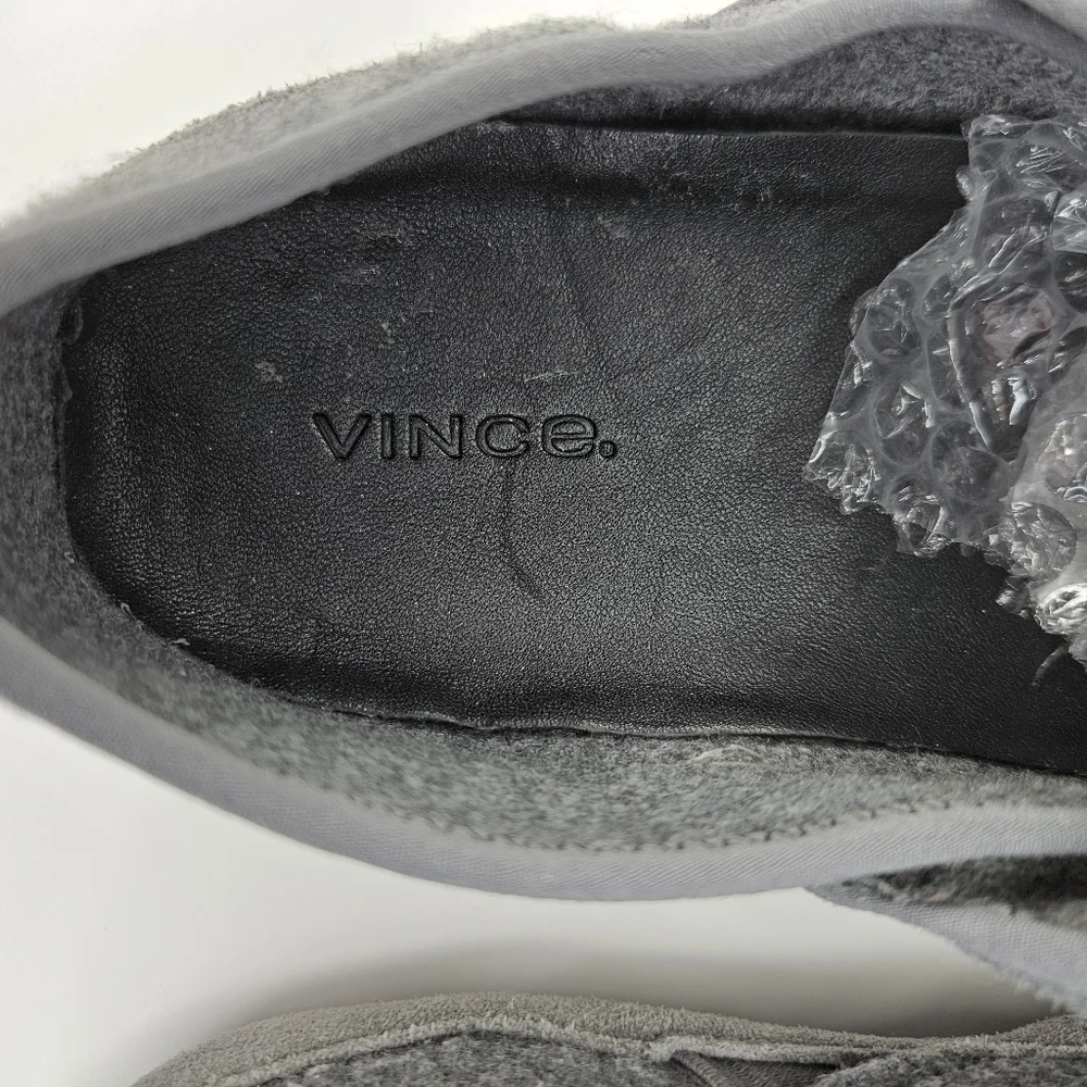 Vince Mens Loafers padded slippers Harlow Heather Gray Fabric Suede Sz 7.5